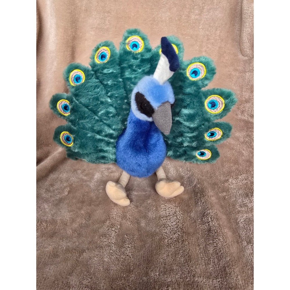 Tiger Tale Toys Peacock Plush Stuffed Animal Bird VIAHART Blue Green 10 inch